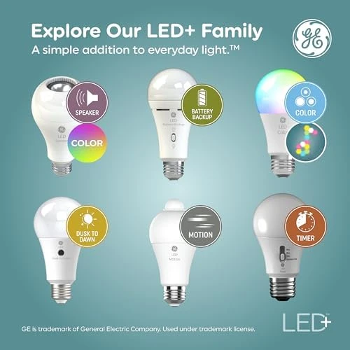 Color Changing LED Light Bulbs with Remote — Smart Light Bulb, GE