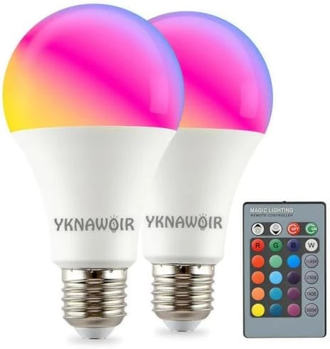 Color Changing RGB LED Light Bulb with Remote Control — Smart Light Bulb, YKNAWOIR