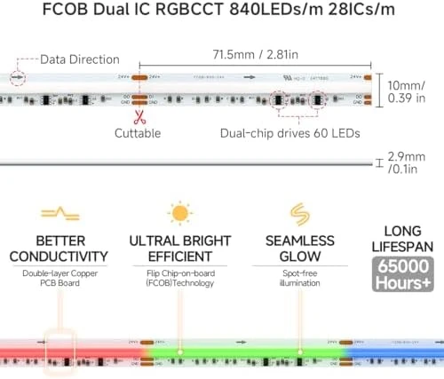 Dual IC RGBCCT LED Strip Light with Bluetooth Control — LED Strip Lights, BTF-LIGHTING