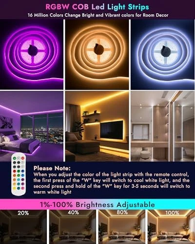 RGBW COB LED Light Strip 32.8ft — LED Strip Lights, INDARUN