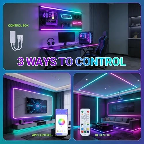 RGBW IC COB LED Strip 32.8ft Natural White 4000K Addressable Multicolor Kit — LED Strip Lights, FOSUO