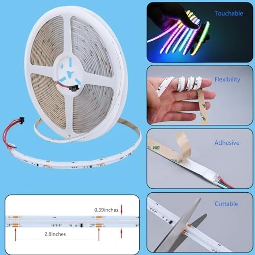 RGBW IC COB LED Strip 32.8ft Natural White 4000K Addressable Multicolor Kit — LED Strip Lights, FOSUO