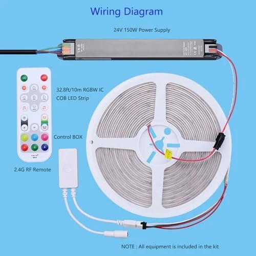 RGBW IC COB LED Strip 32.8ft Natural White 4000K Addressable Multicolor Kit — LED Strip Lights, FOSUO
