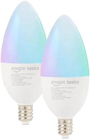 Smart E12 LED Bulb (2 Pack) — Smart Light Bulb, Amazon Basics