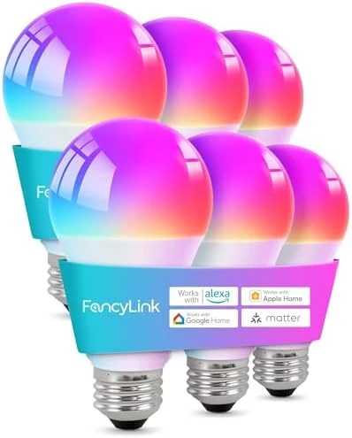 Smart Light Bulbs - Color Changing, A19, 60W Equivalent, RGBCW 800 Lumen, 4 Pack — Smart Light Bulb, Fancylink
