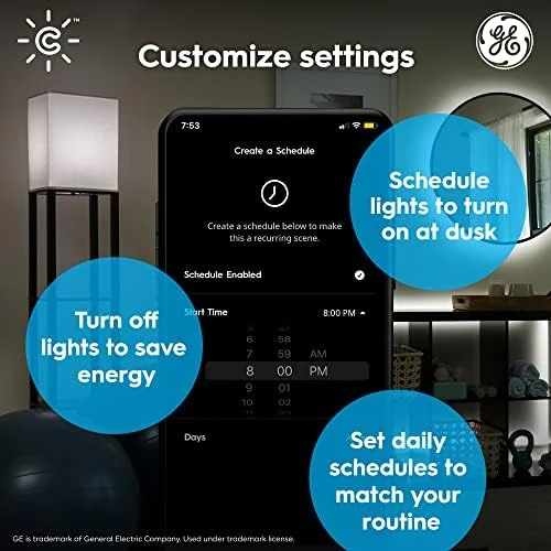 Smart Tunable White A19 LED Light Bulb, 60W Replacement, 2-Pack — Smart Light Bulb, GE