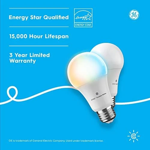 Smart Tunable White A19 LED Light Bulb, 60W Replacement, 2-Pack — Smart Light Bulb, GE