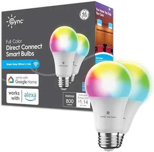 Smart Tunable White A19 LED Light Bulb, 60W Replacement, 2-Pack — Smart Light Bulb, GE