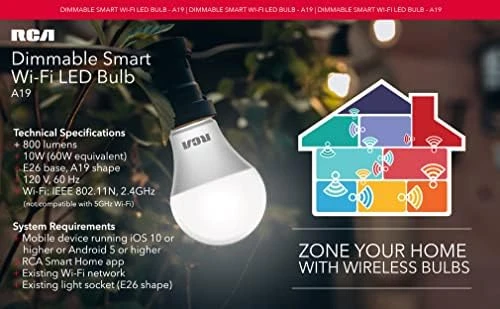 Smart WiFi LED Light Bulb (2-Pack) — Smart Light Bulb, RCA