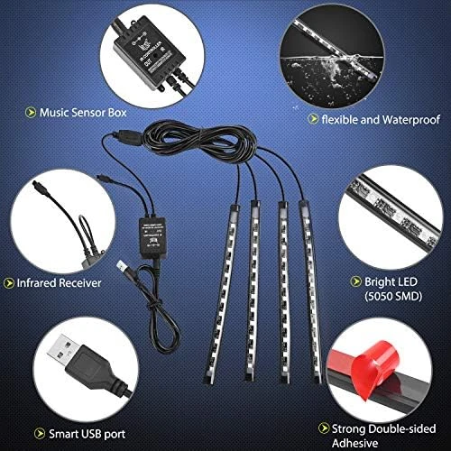 48 LEDs Multicolor Music Car Strip Light with Sound Active Function — LED Strip Lights, Nilight