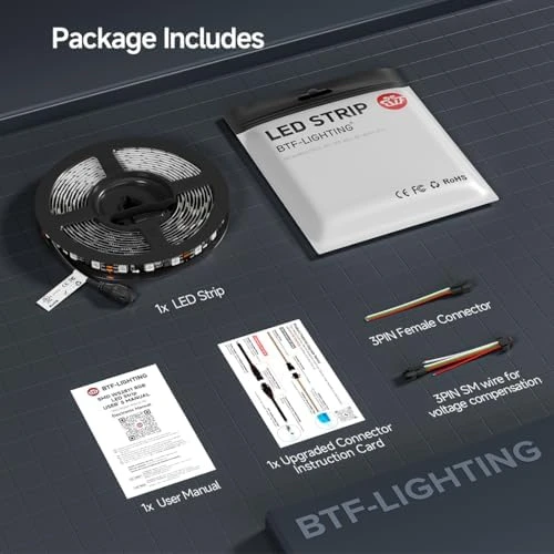 Addressable RGB LED Strip 16.4ft IP67 — LED Strip Lights, BTF-LIGHTING