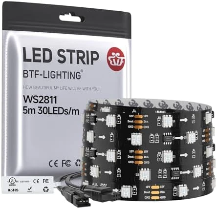 Addressable RGB LED Strip 16.4ft IP67 — LED Strip Lights, BTF-LIGHTING