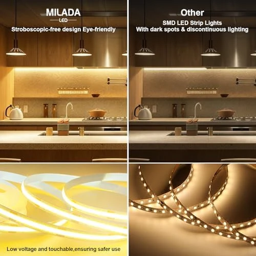 COB LED Strip Light 40ft Warm White Dimmable — LED Strip Lights, MILADALED