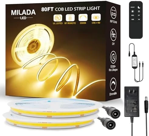 COB LED Strip Light 40ft Warm White Dimmable — LED Strip Lights, MILADALED