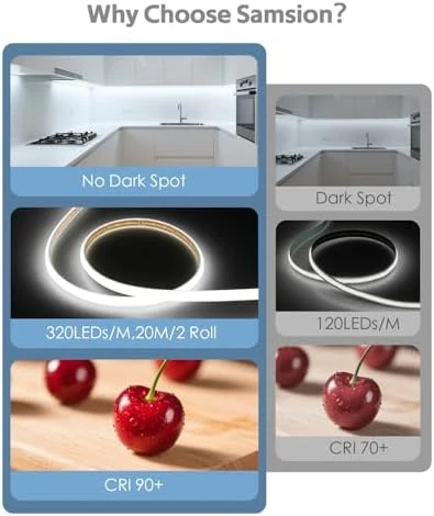 COB LED Strip Light 65.6ft Outdoor — LED Strip Lights, Samsion