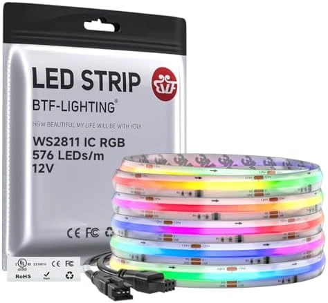 IP66 RGB Addressable LED Strip - 864 LEDs/m, Color Chasing, 16.4ft — LED Strip Lights, BTF-LIGHTING