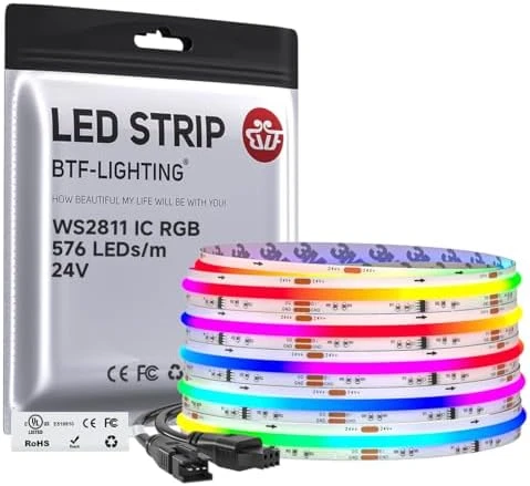 IP66 RGB Addressable LED Strip - 864 LEDs/m, Color Chasing, 16.4ft — LED Strip Lights, BTF-LIGHTING