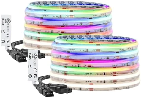 Smart IC RGBW COB LED Strip 3000K, 16.4FT, 273 LEDs/ft, Color Chasing and Uniform Light — LED Strip Lights, BTF-LIGHTING