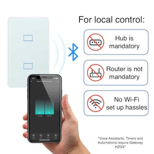 Smart Light Switch with Bluetooth (2 Gang Touch Panel) — Smart Switch, Hauza