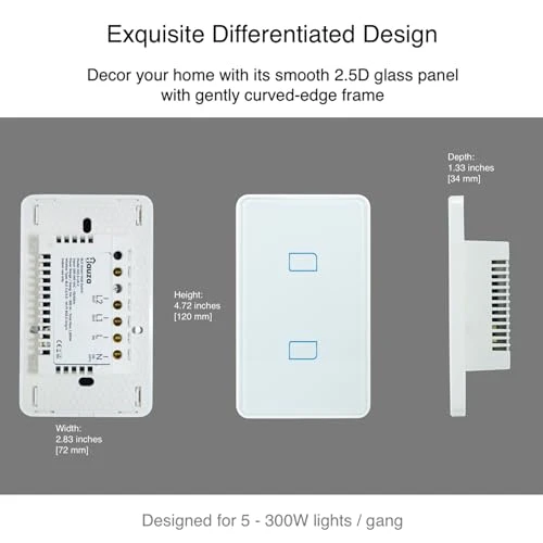 Smart Light Switch with Bluetooth (2 Gang Touch Panel) — Smart Switch, Hauza
