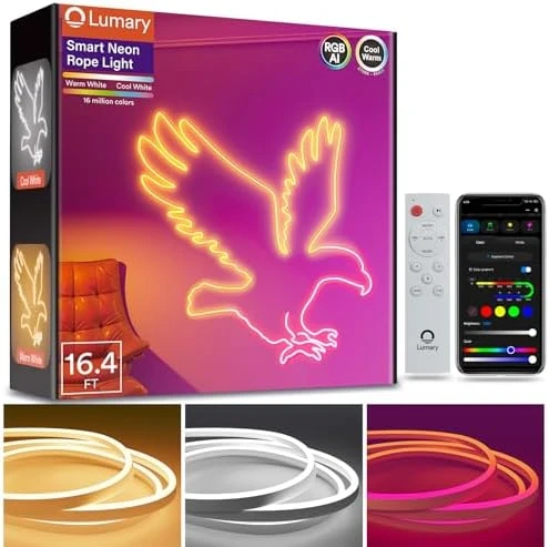 Smart RGBAICW Neon Rope Light 9.8ft — LED Strip Lights, Lumary