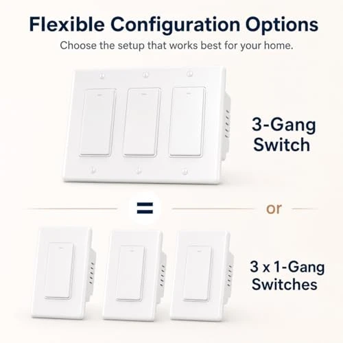 Smart Switch 3 Gang, Neutral Wire Required, 2.4GHz Wi-Fi Light Switch — Smart Switch, HQL