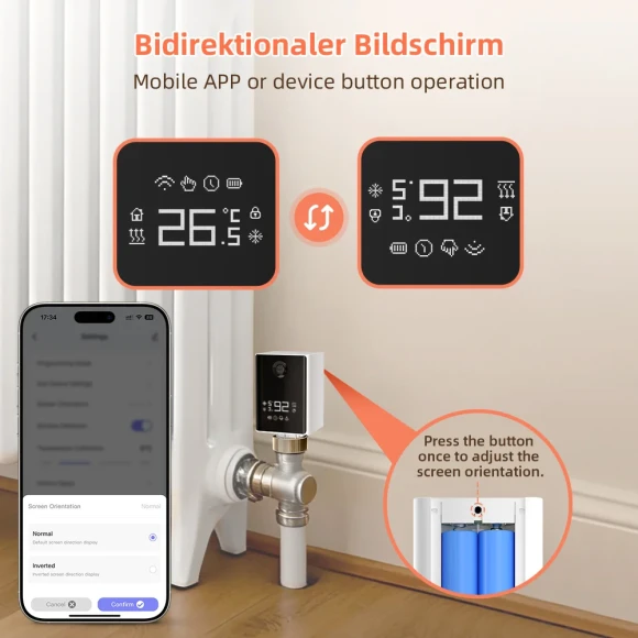 Smart Thermostatic Radiator Valve with Scroll Wheel Control — Heating System, AVATTO