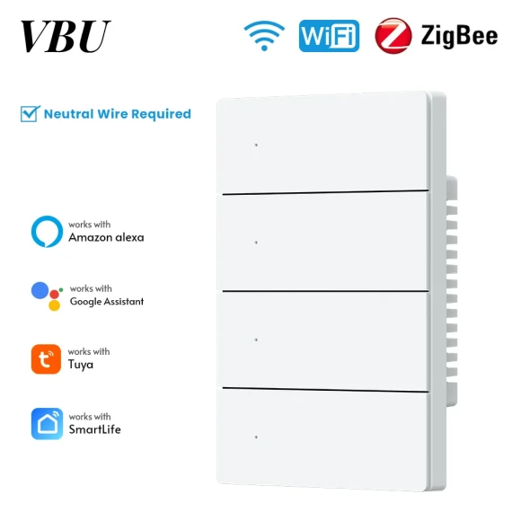 Zigbee Push Wall Light Switch — Smart Switch, VBU