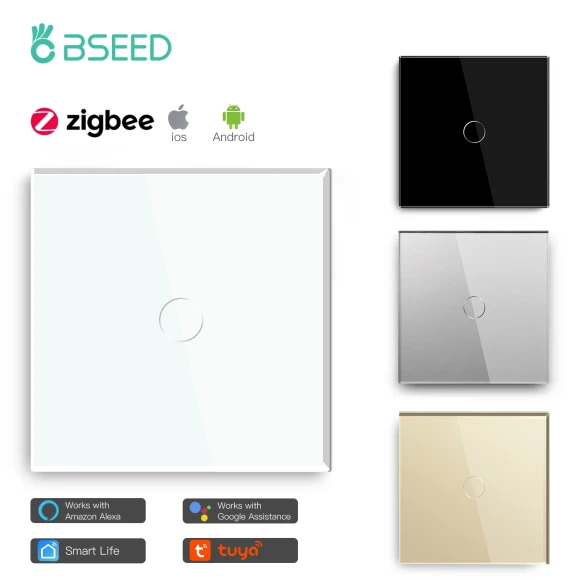 Zigbee Touch Switch Glass 1/2/3 Gang Smart Light Switch — Smart Switch, BSEED