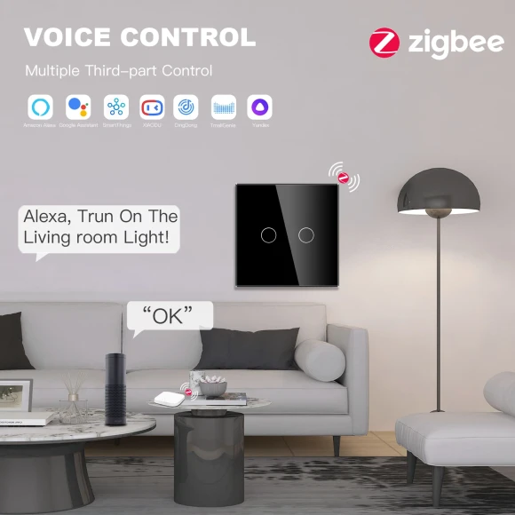 Zigbee Touch Switch Glass 1/2/3 Gang Smart Light Switch — Smart Switch, BSEED
