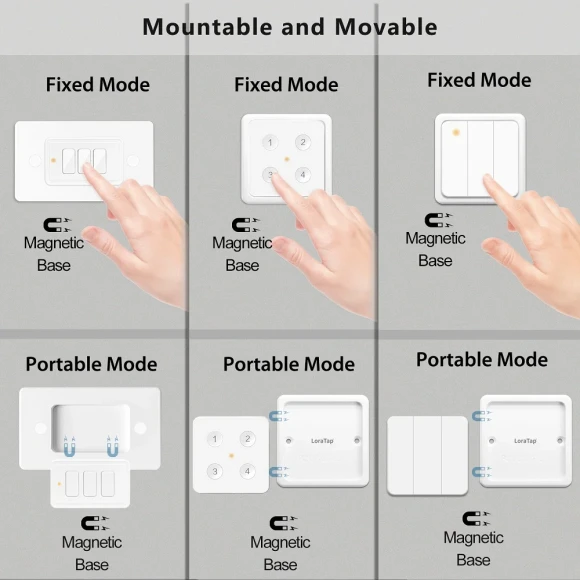 ZigBee 3.0 Wireless 13-Type Push Button Remote Controller — Smart Button Pusher, LoraTap