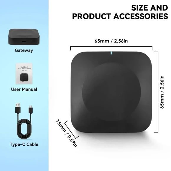 Zigbee Bluetooth Gateway Hub, Dual-Band WiFi, 131 ft Range — Smart Home Hub, YFK