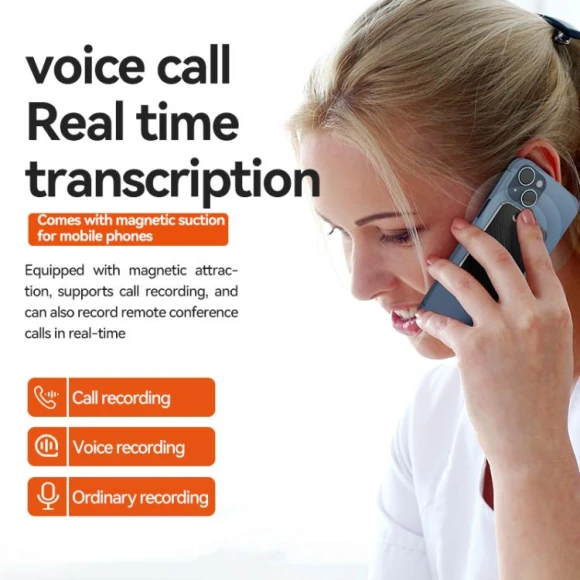 A3 Dual-key Arc-Frame Twill Texture Ultra-thin AI Smart Voice Recorder with AIREC App Support, 8GB — Translator Device