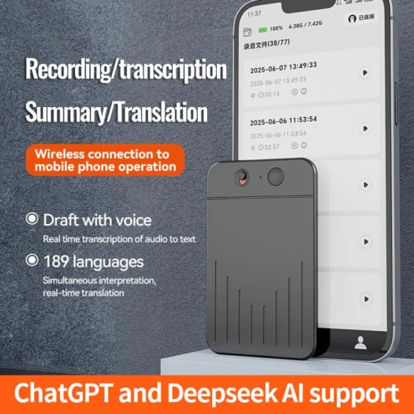 AI Smart Voice Recorder — Translator Device