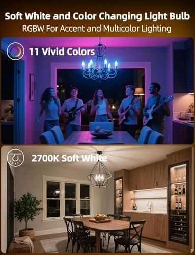 Candelabra Light Bulbs, Color Changing with Remote — Smart Light Bulb, HEKEE
