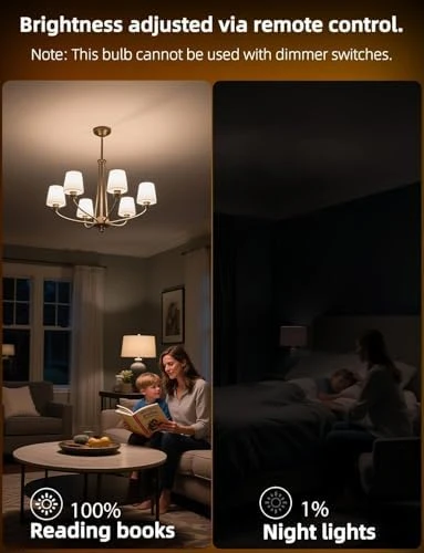 Candelabra Light Bulbs, Color Changing with Remote — Smart Light Bulb, HEKEE