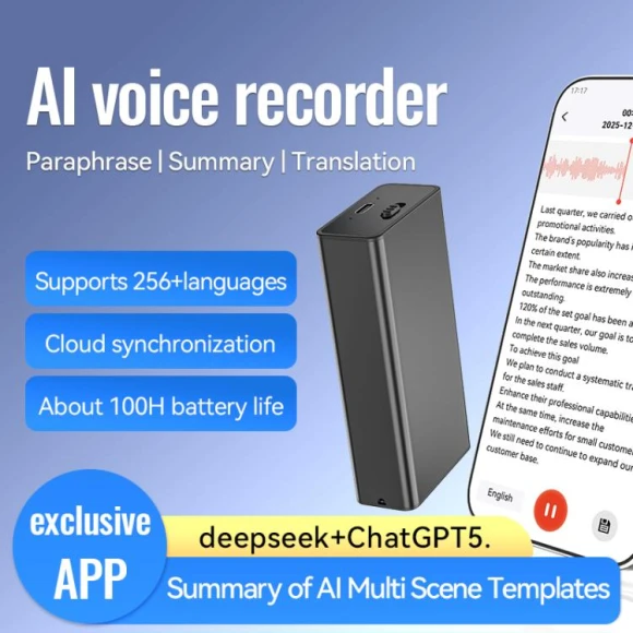 Ultra-Long Standby Magnetic Smart Voice Recorder — Translator Device