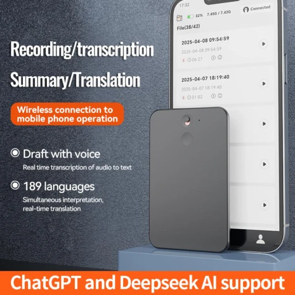 Ultra-thin AI Smart Voice Recorder — Translator Device