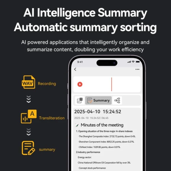 Ultra-thin AI Smart Voice Recorder — Translator Device