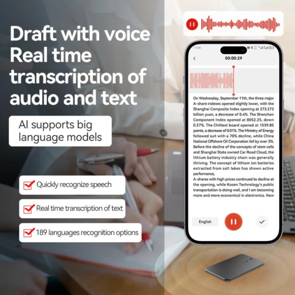 Ultra-thin AI Smart Voice Recorder — Translator Device