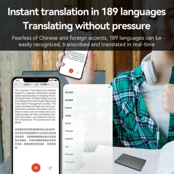 Ultra-thin AI Smart Voice Recorder — Translator Device