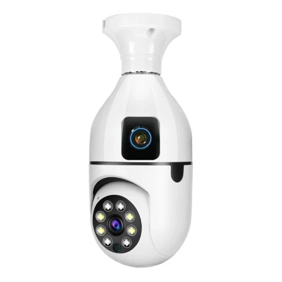 4MP Full-Color Dual-Lens 2.4GHz WiFi Wireless E27 Socket Bulb Night Vision PTZ Camera — Security Camera, V380