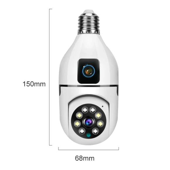 4MP Full-Color Dual-Lens 2.4GHz WiFi Wireless E27 Socket Bulb Night Vision PTZ Camera — Security Camera, V380