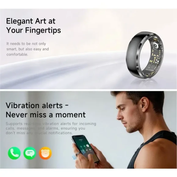 Smart Ring Blood Oxygen Sensor, Heart Rate Monitor Waterproof Sleep Detection — Smart Ring, A46U