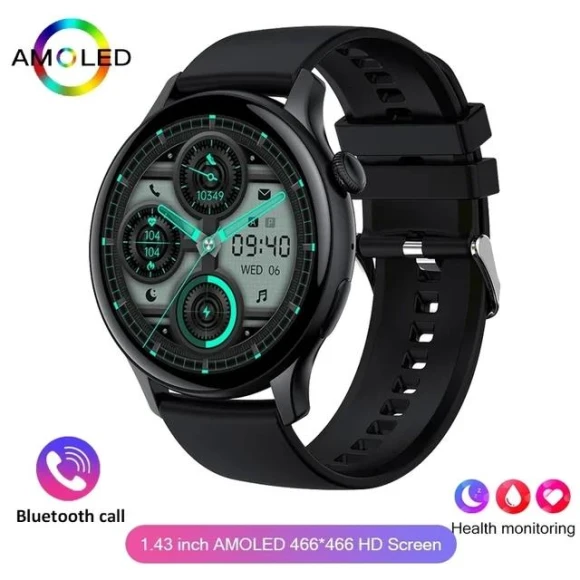 1.43 inch HD AMOLED GPS Smart Watch for Women (Black) — Smart Watch, Lucky Start