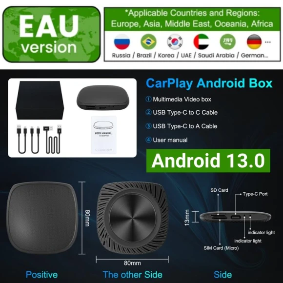 3-in-1 Android 13 Carplay Adapter — Car Infotainment System, Happy Home Mall