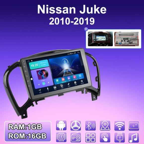 2 DIN Android Car Radio with GPS, Bluetooth, WiFi for Nissan Juke (2010-2019) — Car Infotainment System, BAODANDP