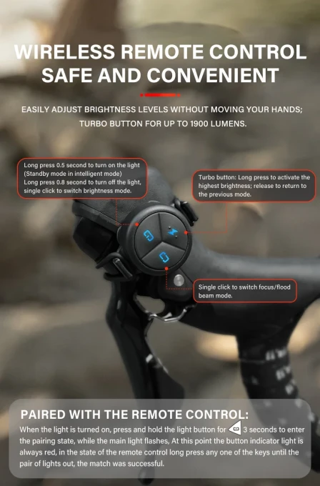 Smart Bike Light Wireless Remote Controller — Smart Bike Light, TOWILD