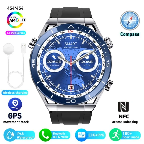 ECG PPG Smart Watch with HD Screen, Bluetooth Calling, GPS Sports Tracker — Fitness Tracker, Huawei