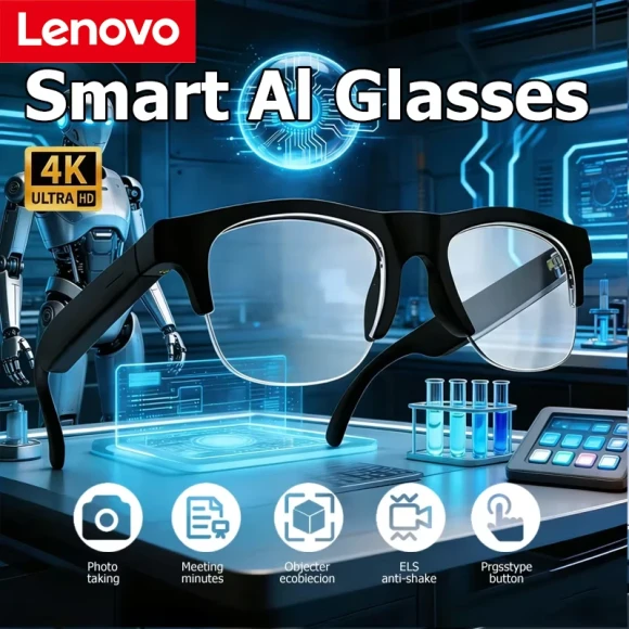 Smart Glasses with Voice Assistant, Photo and Remote Control, AI Translation, Bluetooth Connectivity, and HD Stereo... — Smart Glasses, Lenovo